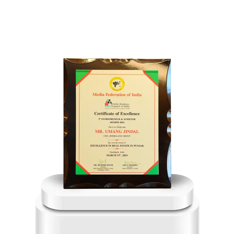 Homeland group award - Certificate of excellence
